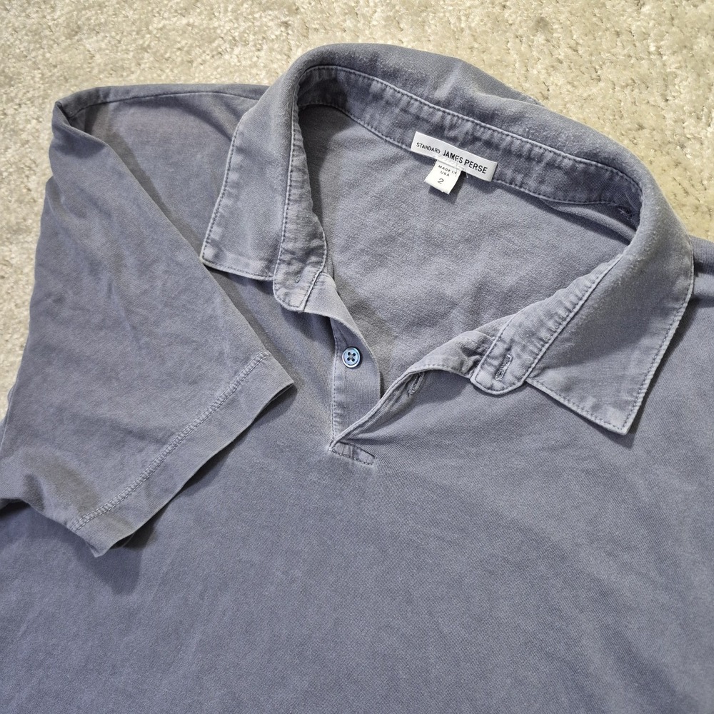 James Perse Polo Shirt Mens 2 M Gray Cotton USA Preppy Minimalist Designer